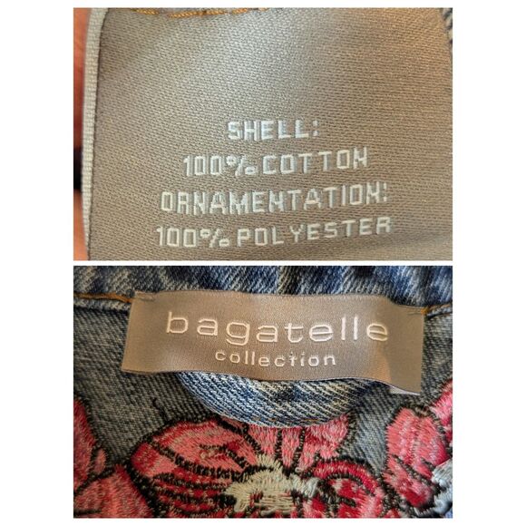 Bagatelle Embroidered Floral Butterfly Bee Trucker Denim Jacket   Sz M - Picture 2 of 10